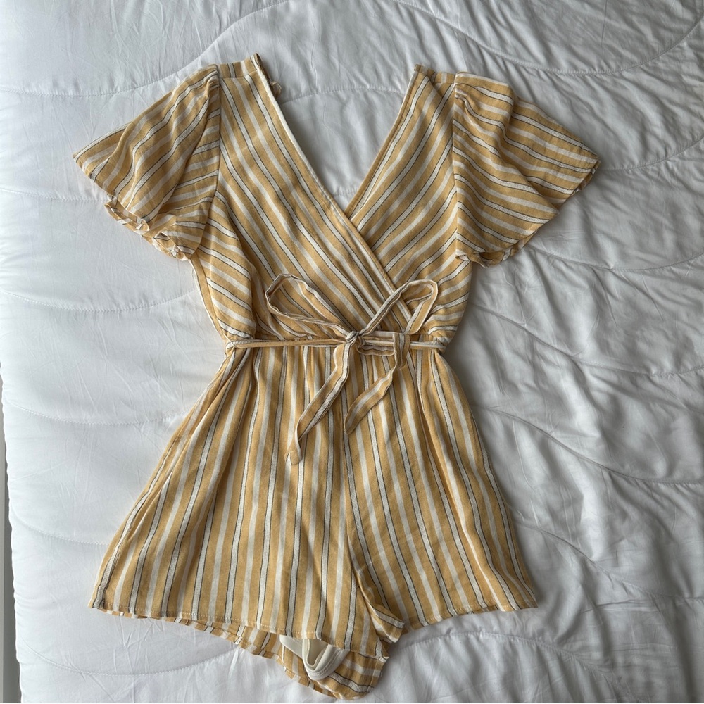 Striped Yellow and White Romper
